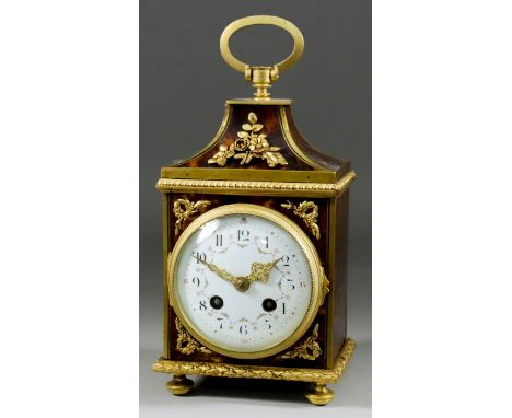 An Early 20th Century French "Pendule D'Officier" Clock, by Samuel Marti of Paris, No. 1443, the 4ins diameter domed white en