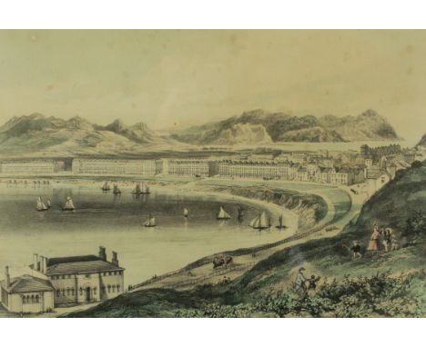 Hand coloured lithograph of Caernarfon Castle after Newman, circa 185517x25.5cm, further hand coloured lithograph of Llandudn