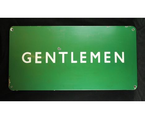 A British Southern Railway green enamel sign'Gentlemen', 36x91cm 
