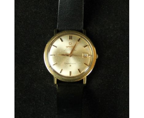 A gents gold-plated Omega Constellation wristwatchThe circular dial with Roman numerals and date aperture, diameter of case 3