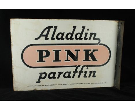 An original advertising double sided enamel sign'Aladdin Pink Paraffin', 35x54cm