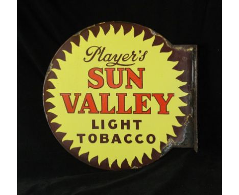 An original advertising double sided enamel sign of circular form'Player's Sun Valley' light tobacco, diameter 41cm 