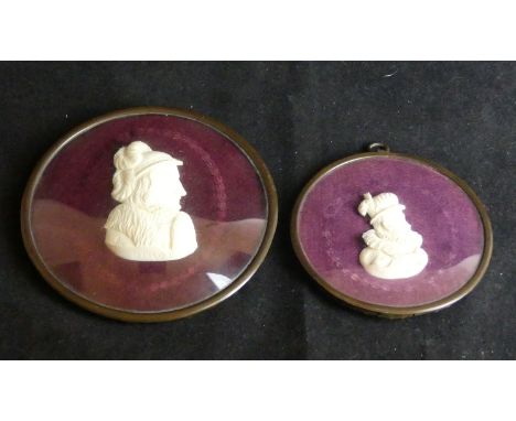 Two 19th German ivory portrait miniaturesEach modelled as figural busts, inscribed Phil v Croi and Utiloi, each framed and gl