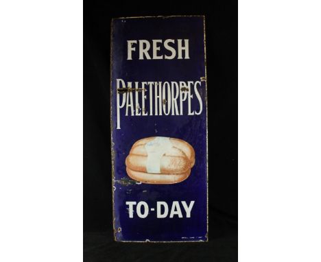 An original advertising enamel sign'Fresh Palethorpes to-day', 91x38cm 