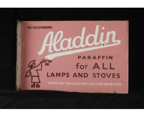 An original advertising enamel sign'Aladdin paraffin for all lamps and stoves', 30x46cm