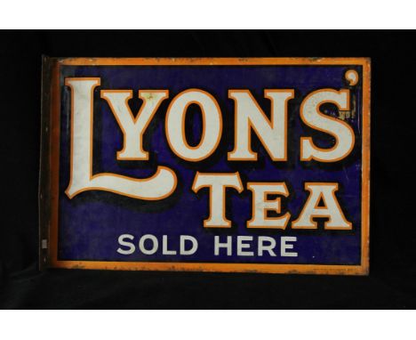 An original advertising double sided enamel sign'Lyon's Tea Sold Here' 30x46cm  