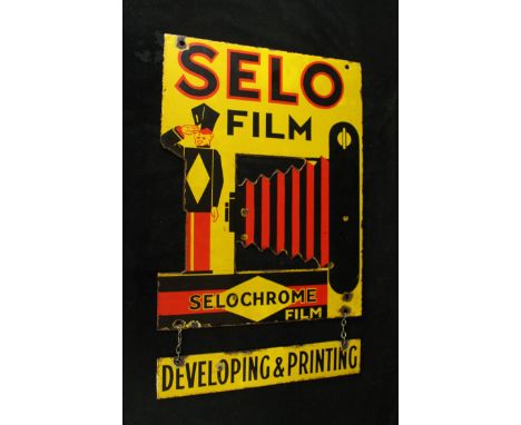 An original advertising enamel sign'Selochrome Film' with additional section developing & printing, 45x35cm 