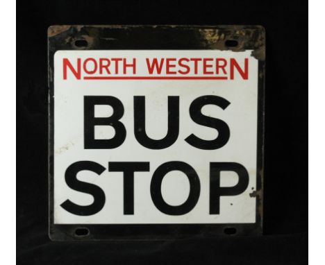 An original advertising North Western enamel Bus Stop sign30x30cm