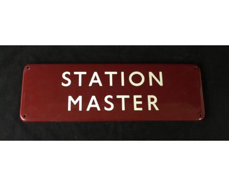 A British Midland railway enamel sign'Station Master', 15x46cm
