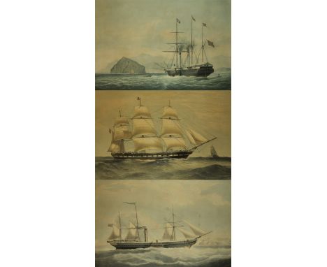 Hand colour aquatint of the Precursor circa 1841engraved by Rosenberg, 39x61cm, further hand tinted aquatint by E Duncan of t