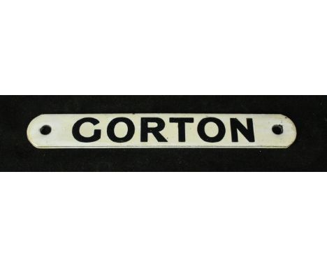An unusual British Rail transport enamel plate'Gorton' 3.5cm, length 25cm