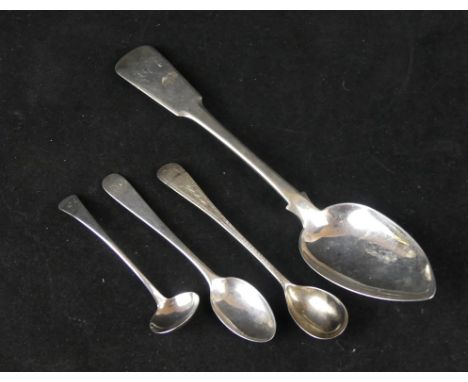 Aberdeen; A collection Scottish Provincial silver spoonsA Scottish provincial silver Fiddle pattern table fork, initialled, b