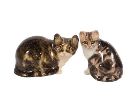 2 Winstanley pottery cats, largest length 25cm