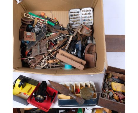 A collection of Antique and Vintage fishing memorabilia, to include reels, lures, floats, etc