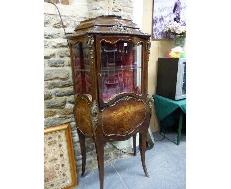 A LATE 19th C. FLORAL MARQUETRIED KINGWOOD SECRETAIRE VITRINE, THE GLAZED TOP OVER A RED VELVET LINED INTERIOR WITH A GLASS S