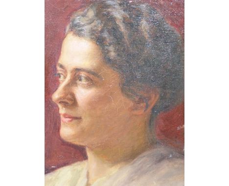 ATTRIBUTED TO JANOS KORCSEK (1871 - 1962) PORTRAIT OF A LADY SIGNED OIL ON CANVAS UNFRAMED 51 x 40cms