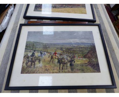 THREE SPORTING PRINTS, A LETTER HEAD EMBOSSING TOOL, THE SPORTING GALLERY LIMITED, A SILVER PLATED TRAY AND A TANKARD.