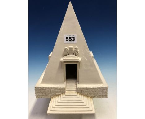 HUGH COLVIN (B 1948), HIS 1988 ARTISTS PROOF WHITE CERAMIC MODEL OF JOSEPH BONOMI THE ELDERS (1739-1808) BLICKLING PARK PYRAM