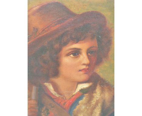 LATE 19th CENTURY ENGLISH SCHOOL PORTRAIT OF A PEASANT BOY, OIL ON CANVAS.  61 x 51cms