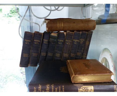 NINE SHAKESPEARE KNIGHTS CABINET EDITION BOOKS, A UNDER THE CZAR AND QUEEN VICTORIA, TENNYOSN'S POETICAL WORKS AND KATE GREEN