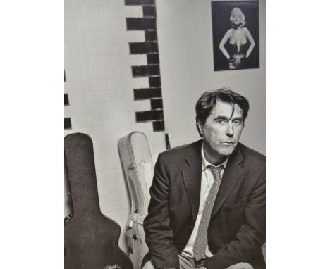 •SOREN SOLKAER.   ARR.  BRYAN FERRY, SIGNED LIMITED EDITION BLACK AND WHITE PHOTOGRAPHIC PRINT, 1/12, NO GLASS, 75 x 50cms.