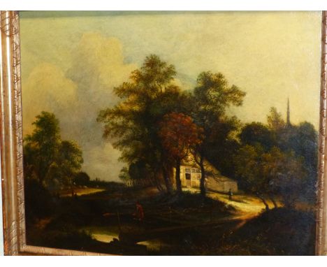 OLD MASTER SCHOOL, A FLEMISH RUSTIC SCENE OIL ON CANVAS 55 x 67cms