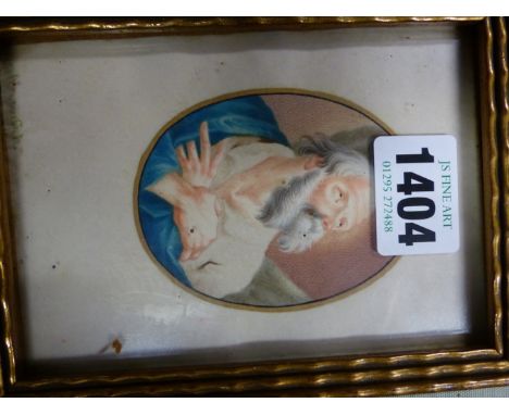 A WATERCOLOUR PORTRAIT MINIATURE ON PAPER OF A DISCIPLE SIGNED VERSO ANDREAS AP