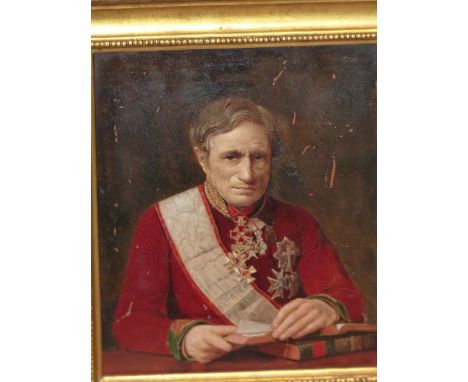 19th CENTURY CONTINENTAL SCHOOL. PORTRAIT OF A DISTINGUISHED GENTLEMAN READING A BOOK, OIL ON BOARD. 16 x 13cms