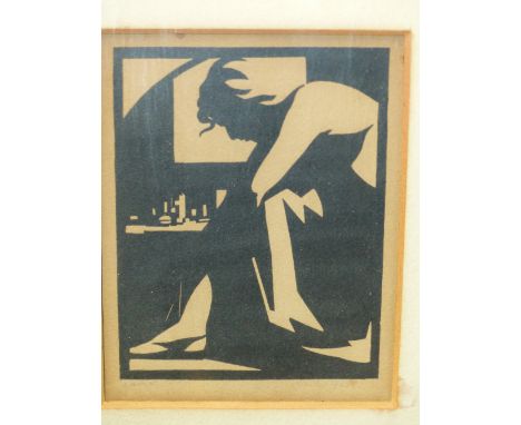FRANCIS UNWIN (1885 - 1925) PENCIL SIGNED LIMITED EDITION PRINT OF A TOWNSCAPE 25.5 x 37cms TOGETHER WITH A BLOCK PTINT OF A 