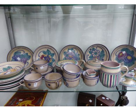 A COLLECTION OF CARTER, STABLER ADAMS POOLE POTTERY TEAWARES, EGG CUPS ETC