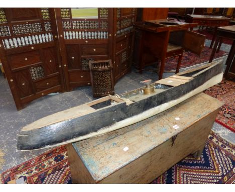 A LIVE STEAM POWERED SHIP WITH A WOODEN HULL.   W 150cms. TOGETHER WITH A LIVE STEAM ENGINE MOUNTED ON A MECCANO BASE AND WIT