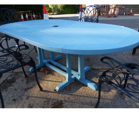 BLUE PAINTED GARDEN TABLE LENGTH 2000mm WIDTH 1090mm HEIGHT 700mm