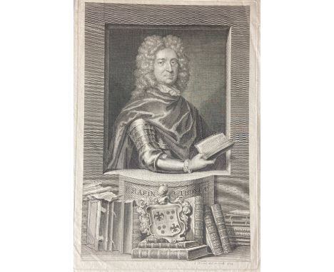 A possibly 18th century portrait engraving of the French historian Paul de Rapin, printed in 1734 by George Vertue (1683-1756
