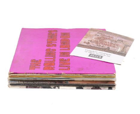 A collection of eleven assorted Rolling Stones vinyl LP records from the 1970s / 80s. Including Live In London; Goats Head So