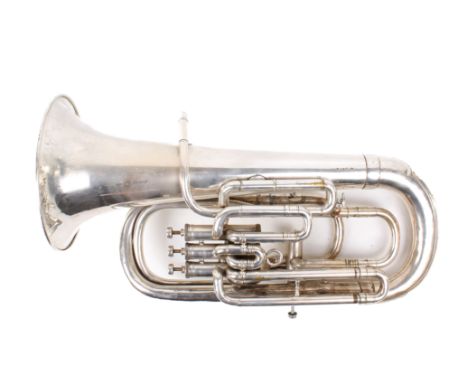 A vintage Boosey & Hawks Regent silver plated four valve euphonium. S/n. 171458. H63cm
