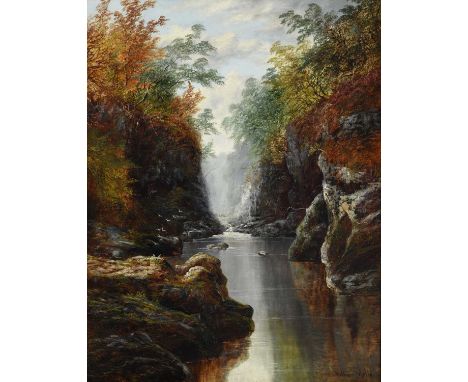 William Mellor (1851-1931)"Fairy Glen North Wales" Signed, inscribed verso, oil on canvas, 89.5cm by 69.5cm Original canvas. 