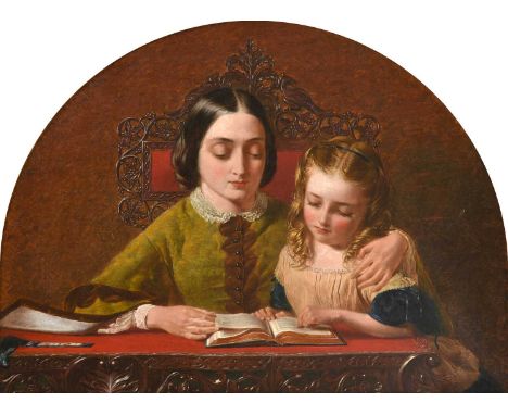Circle of Thomas Webster (1800-1886) The Reading Lesson Oil on canvas, 33cm by 35cm (demi - lune)In fully restored condition.