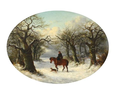 Attributed to Thomas Smythe (1825-1907) Horse mounted traveller in a snowbound landscape Possibly signed under framing lower 