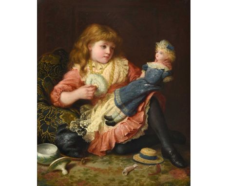 Jane Maria Bowkett (1837-1891) Powder and Puff Signed, oil on canvas, 75cm by 62.5cm Fairly stiffly relined, cleaned and re-c