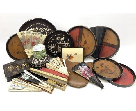 A group of assorted collectables, to include a selection of Vintage and later fans including ivory mounted examples, two East