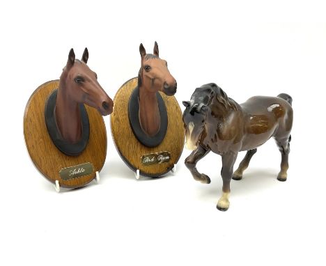 Beswick horse and 'Champions All' Horse Wall Plaques, Arkle and Red Rum