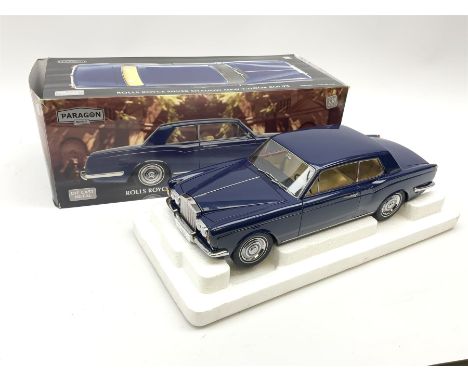 A Paragon Models 1/18 scale boxed model of a Rolls Royce Silver Shadow MPW 2-door coupe, in the original card box