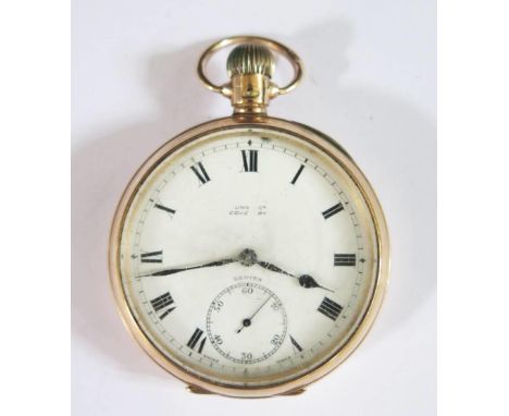 A 9ct Gold Zenith Open Dial Keyless Pocket Watch, movement no. 2913101, Chester 1932, running, 84.9 gross 