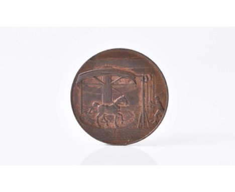Cumberland half penny, Low Hall Colliery 1797, horse in gin, man to right. Ref: DHI.Part of a collection of of trade tokens o