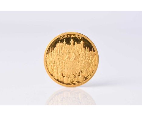 Germany 24ct gold 500th Anniversary birth of Albrecht Durer 1471 - 1971 medallion - Diam: 25mm weight 7.8grms portrait of Dur