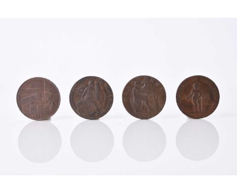 Warwickshire - halfpennies. Birmingham - boy standing, 1793, rev: shield with hedgehogs.Birmingham - Birmingham Mining and Co