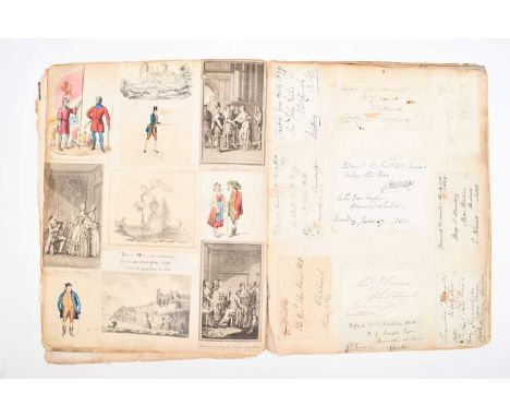 EPHEMERA. A folio scrap album of prints and newspaper cuttings c.1840. Another folio album, dated 1870, consisting mainly of 