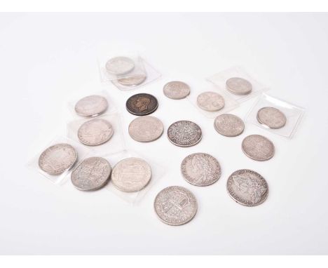 A collection of UK silver and cupro-nickel half crowns from George II to Elizabeth II dated 1746 Lima x 2, 1819, 1820, 1887, 