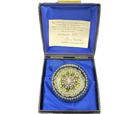 Large vintage 1978 boxed limited edition Perthshire Millerfori paperweight wth COA no 138 of 400 