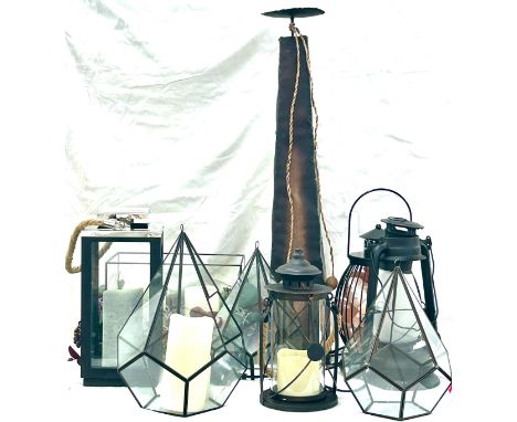 Selection hanging candle holders, lamp 